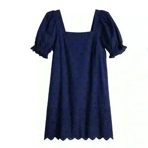 Draper James RSVP Puff Sleeve Dress - Navy - Small